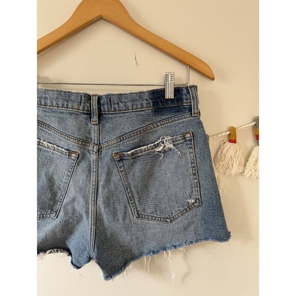 Abercrombie & Fitch The Mom Short High Rise Distress Blue Denim Cut Off 30/10 - Picture 5 of 8